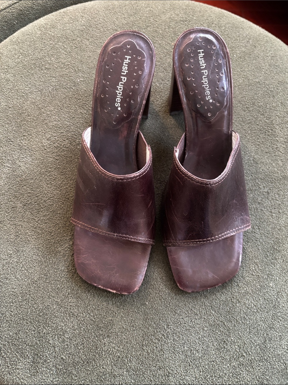 Hush Puppies Dark Brown Leather Mule Sandals